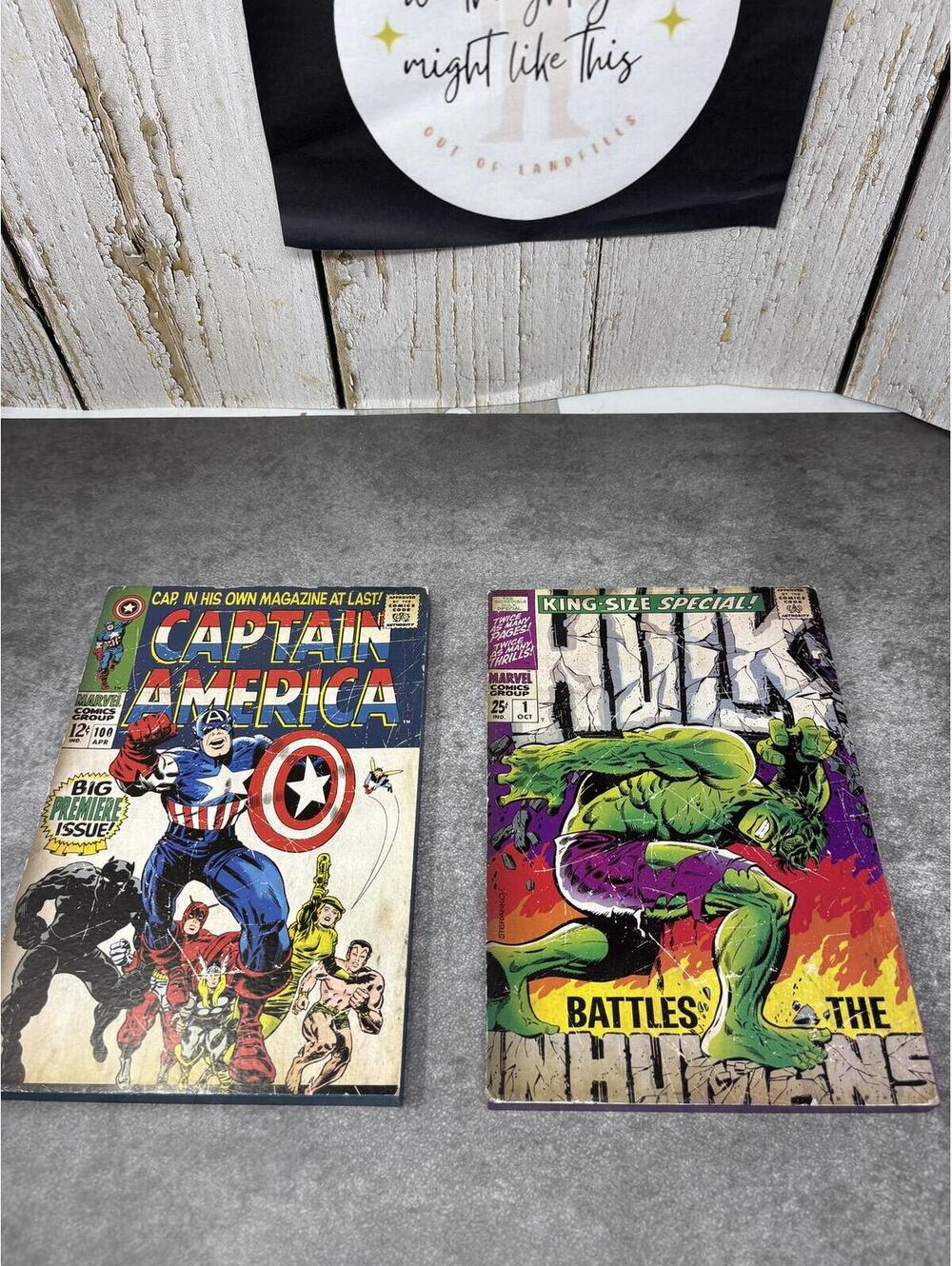 Marvel MDF Wall Plaque Lot Captain America #100 Hulk King-Size Special #1 8x10